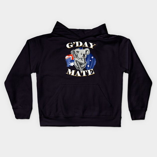 G'Day Mate Australia Day Koala Bear Kids Hoodie by Foxxy Merch